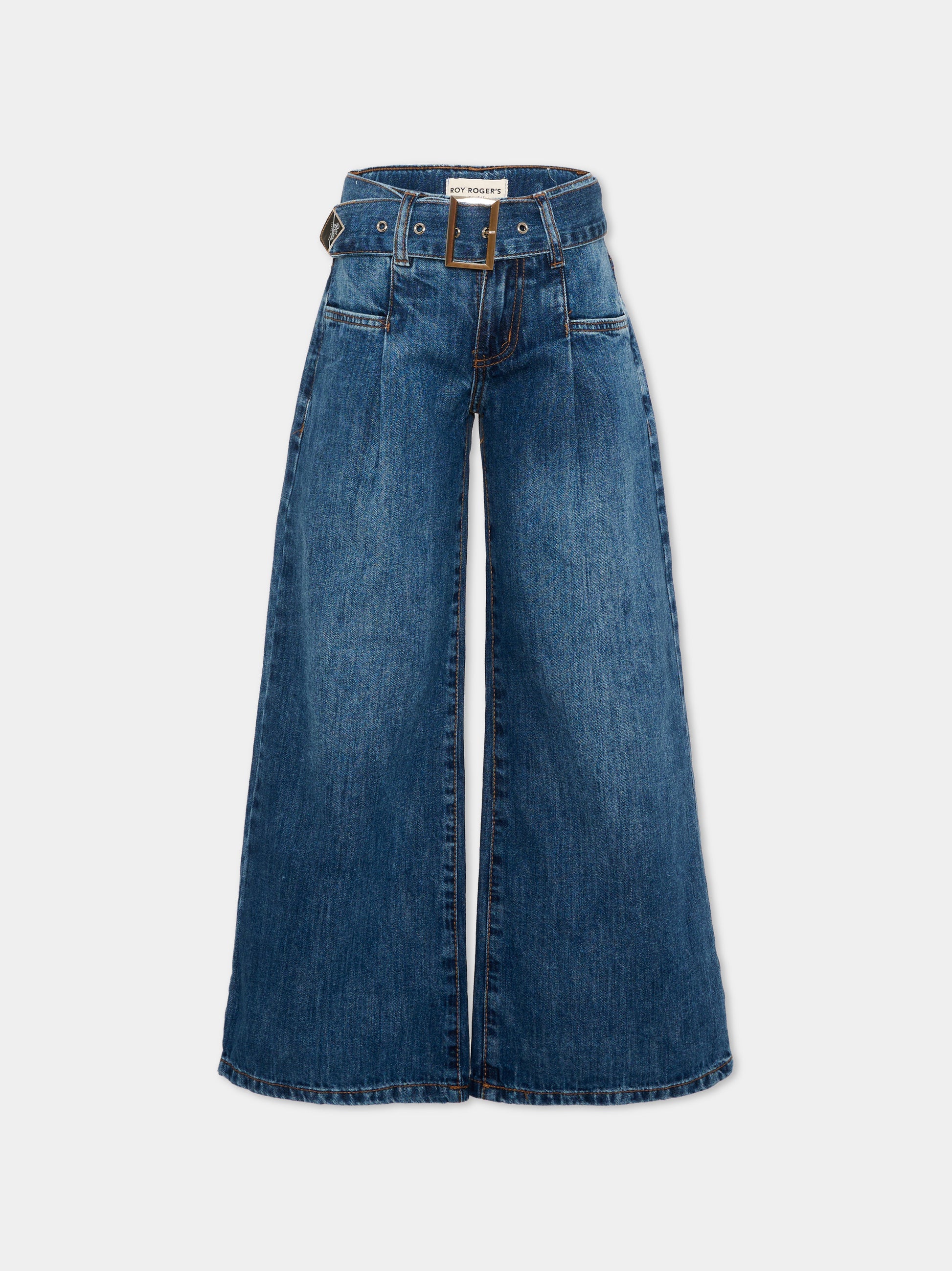 Jeans blu per bambina con cintura,Roy Roger's Kids,R F160 00 7023