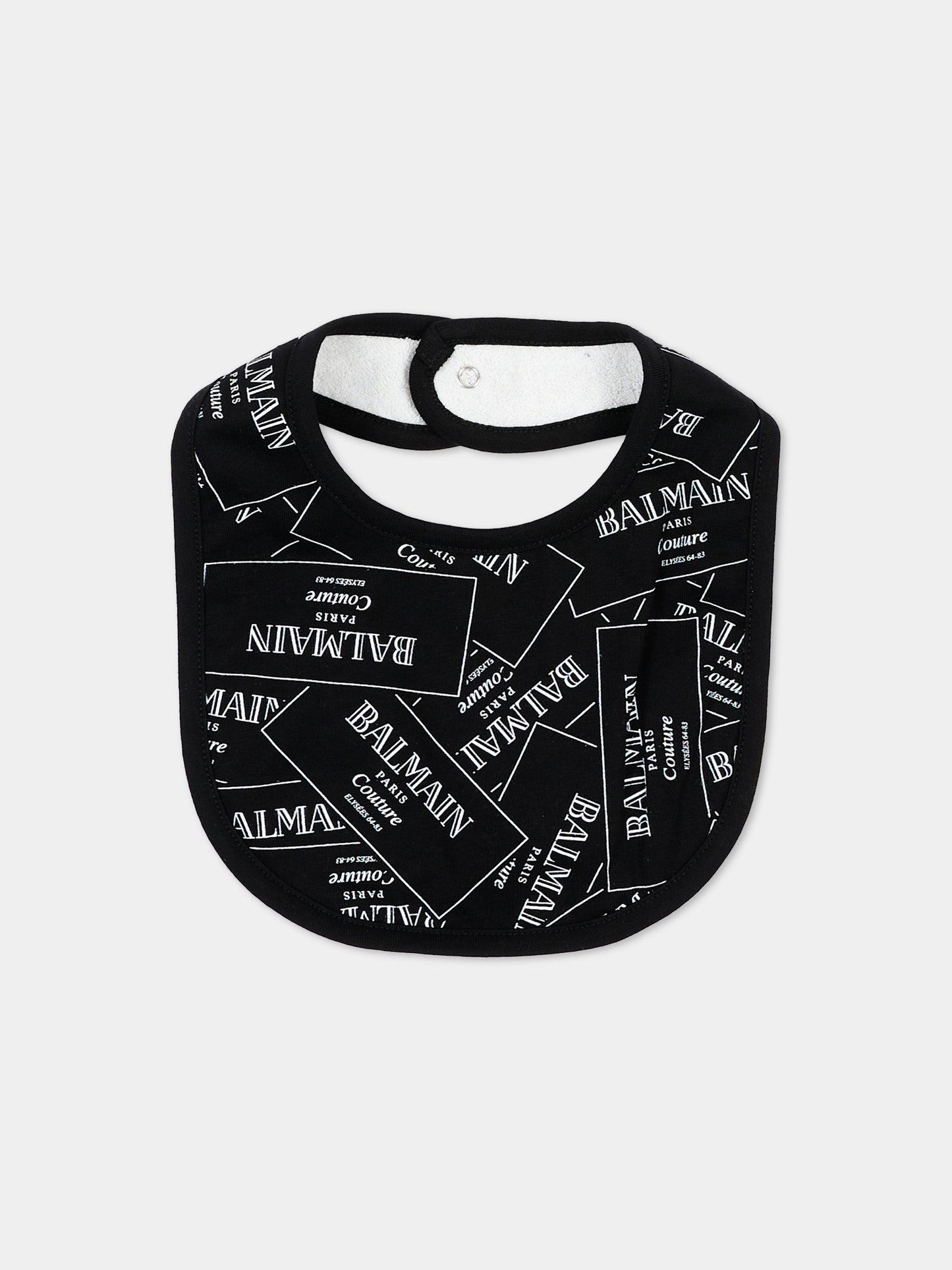 Set tutina nero per neonati con stampa,Balmain Kids,BXB57A Z3332 930BC