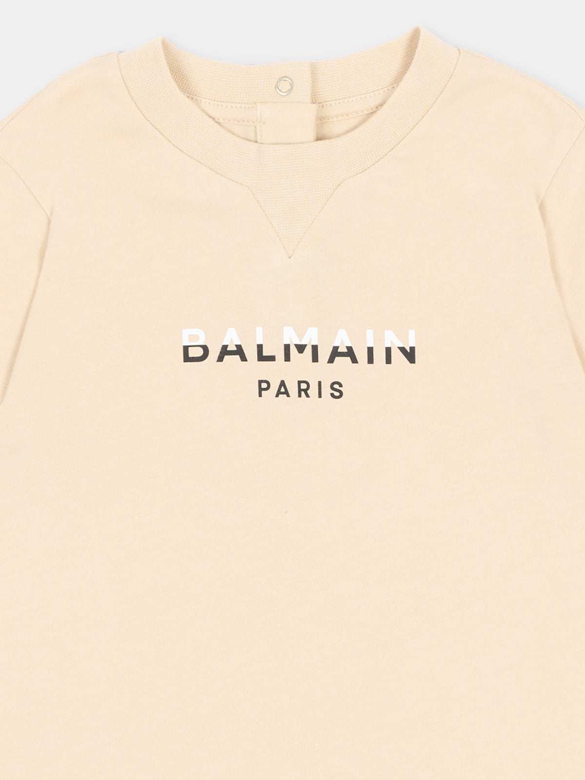 T-shirt a manica corta beige per neonato con logo,Balmain Kids,BU8541 Z0057 106