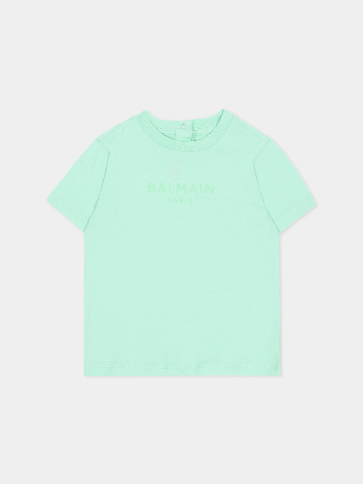 T-shirt verde per neonati con logo,Balmain Kids,BU8681 Z1751 70A