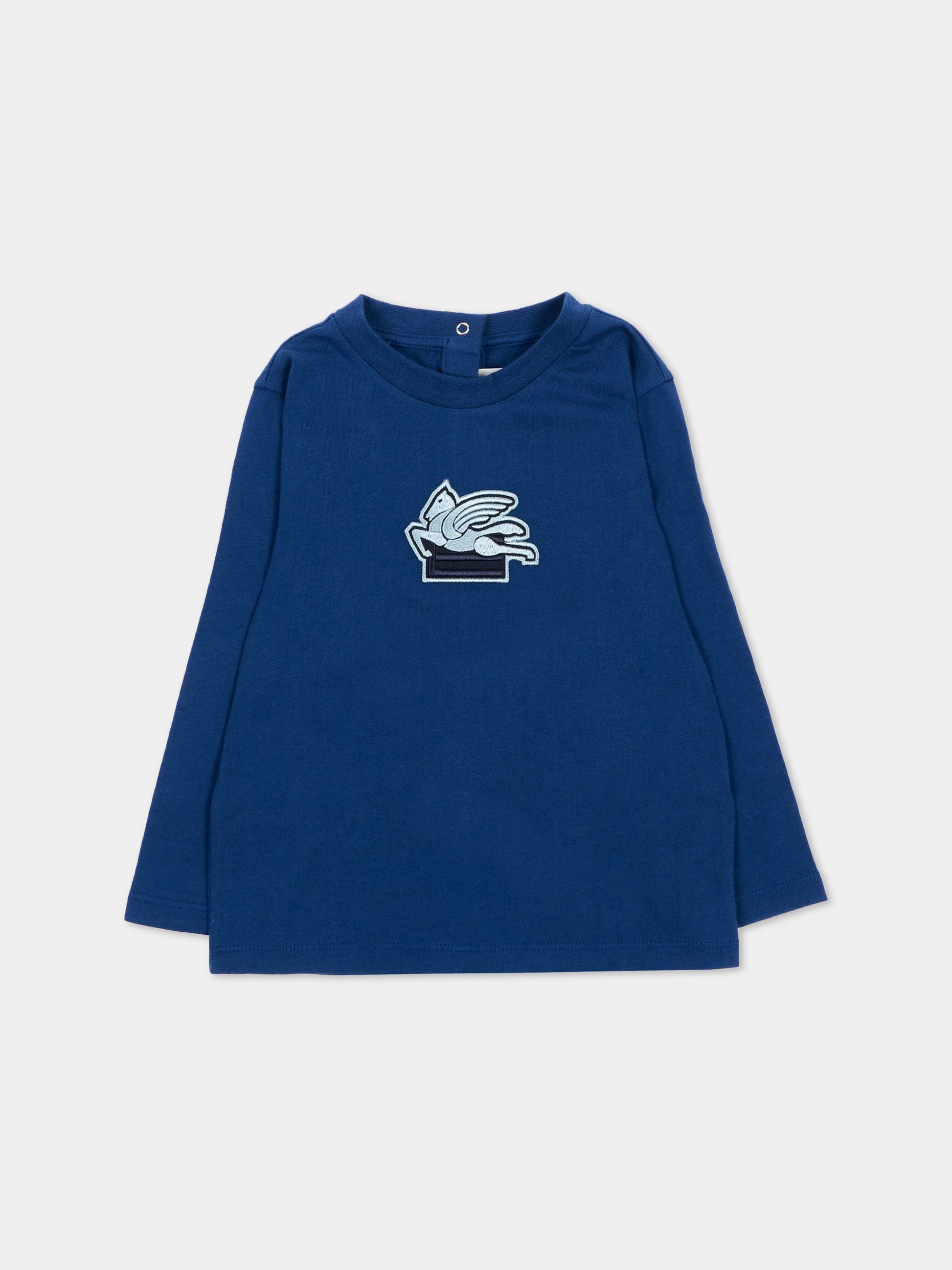 T-Shirt a manica lunga blu con Pegaso,Etro,GV8520 Z2081 618