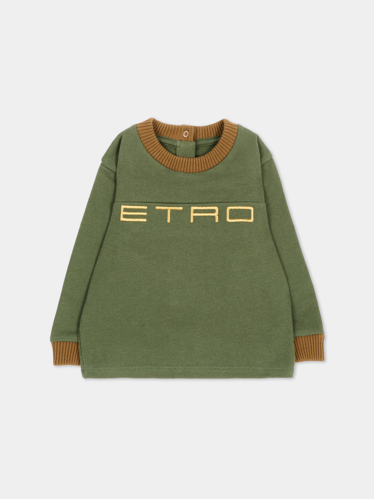 Felpa girocollo verde per neonati con logo,Etro,GV4530 Z2434 707