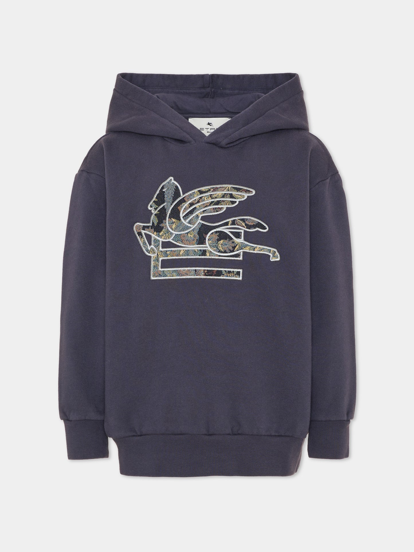Felpa con cappuccio blu per bambini con Pegaso,Etro,GX4P30 Z3333 667