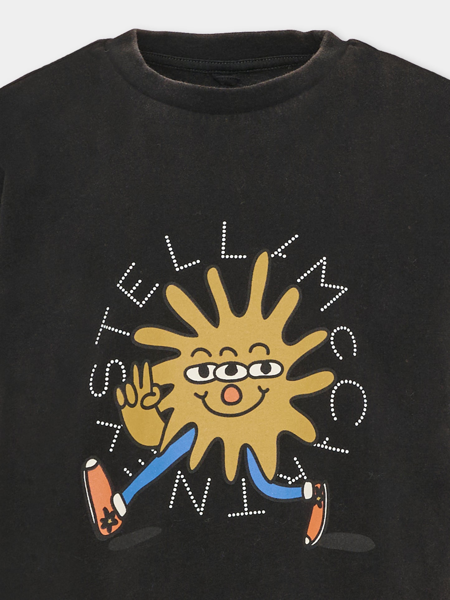 T-shirt nera per bambino con stampa,Stella Mccartney Kids,TV8Q01 Z0434 930