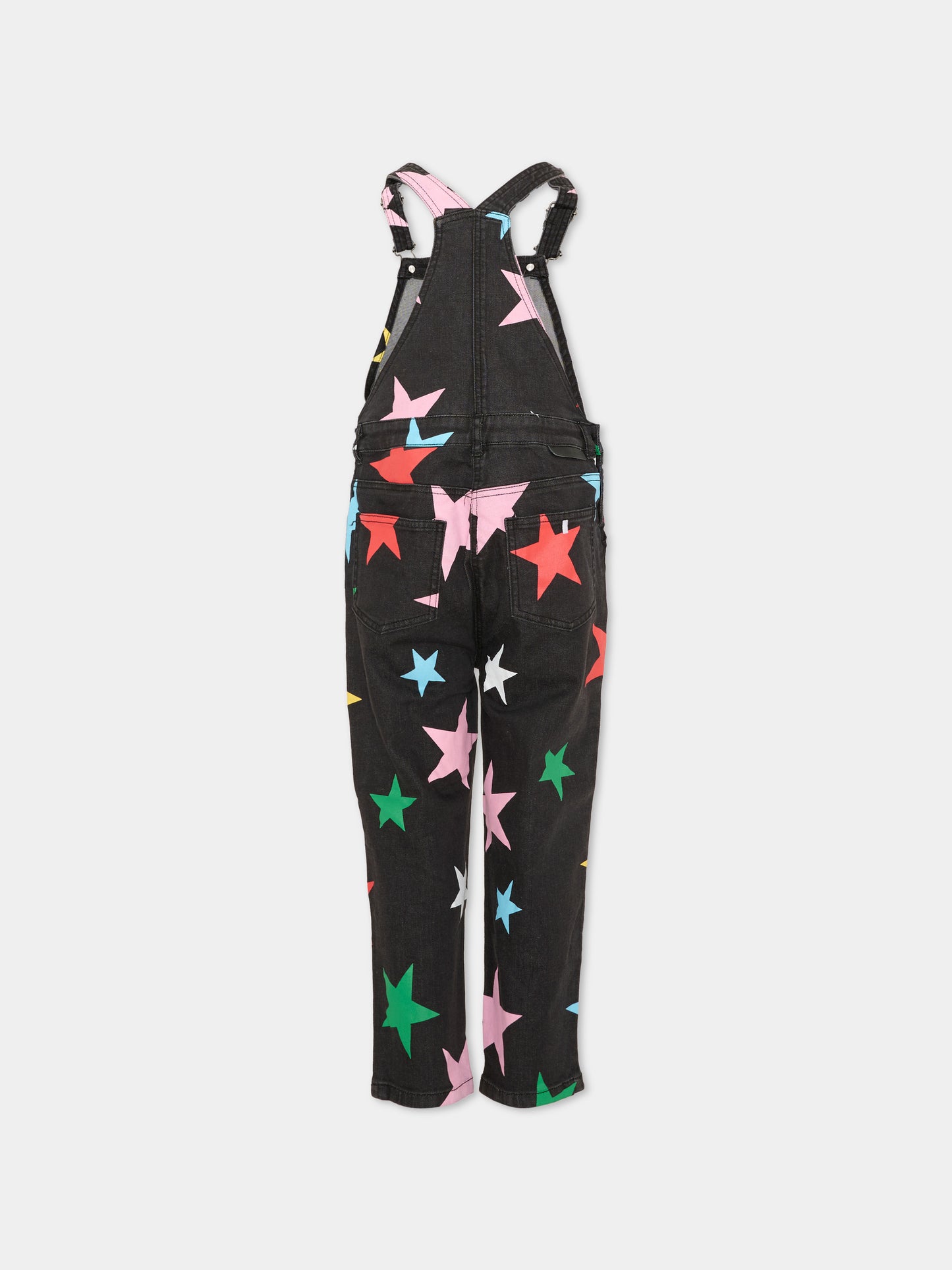 Salopette nera per bambina con stelle,Stella Mccartney Kids,TVAA32 Z2031 930MC