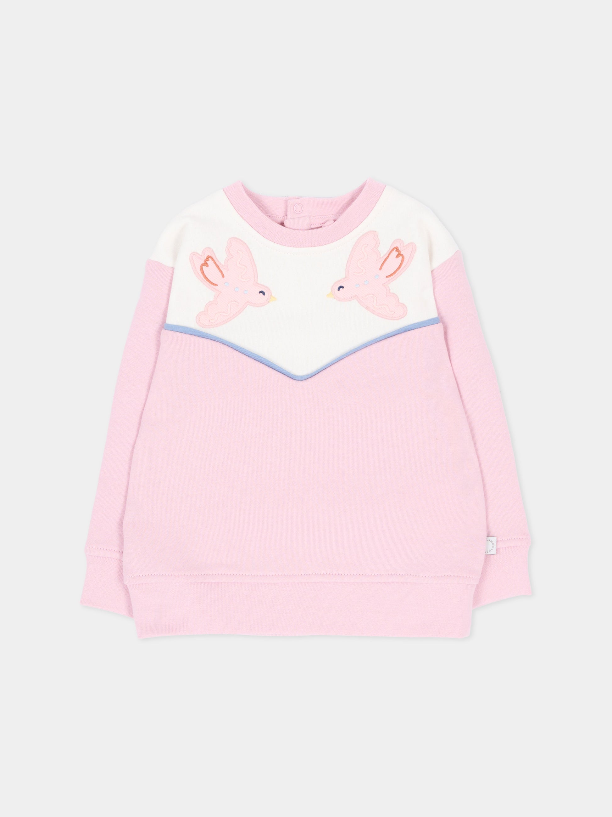 Felpa girocollo rosa per neonata con ricami,Stella Mccartney Kids,TX4080 Z3059 568