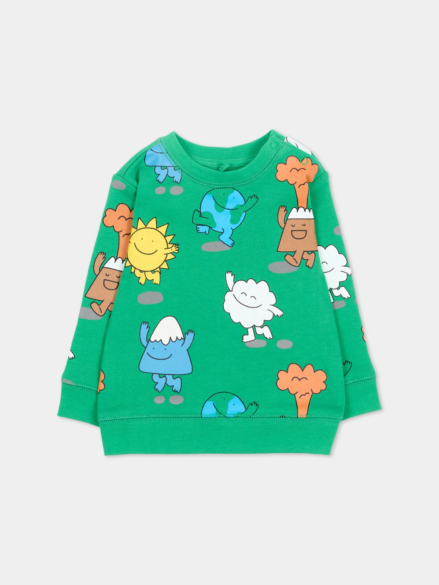 Felpa girocollo verde per neonato con stampa,Stella Mccartney Kids,TX4500 Z3203 712MC