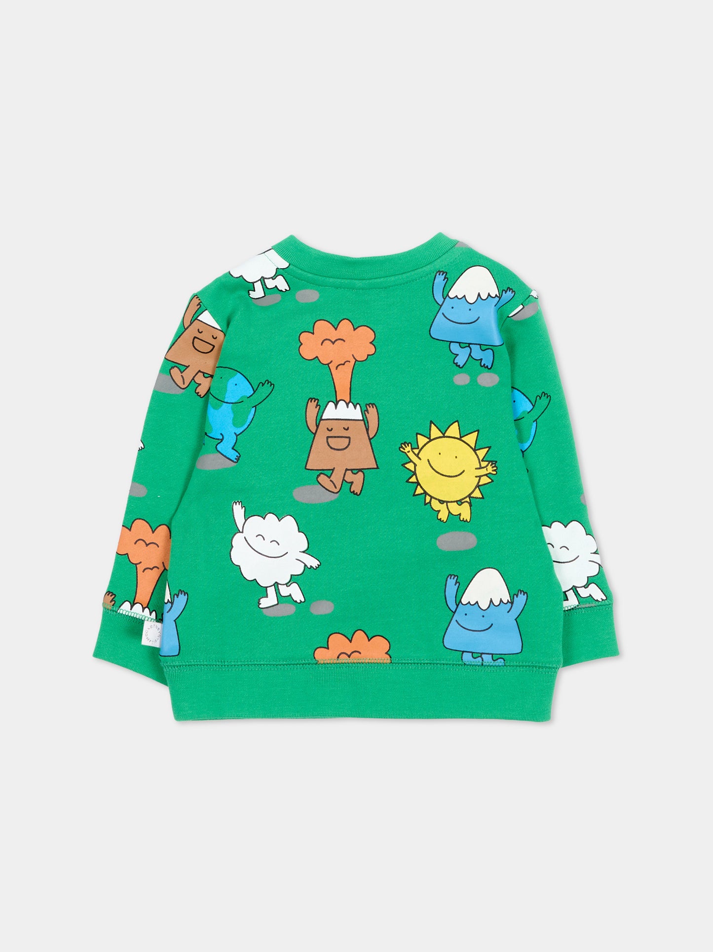 Felpa girocollo verde per neonato con stampa,Stella Mccartney Kids,TX4500 Z3203 712MC