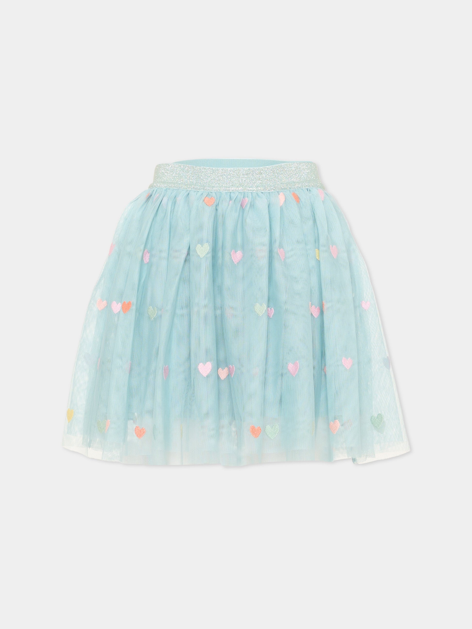 Gonna celeste per bambina con cuori,Stella Mccartney Kids,TX7A51 Z3079 923MC