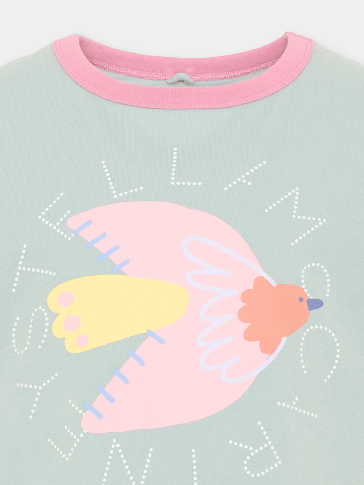 T-shirt verde per bambina con stampa,Stella Mccartney Kids,TX8A91 Z0434 923