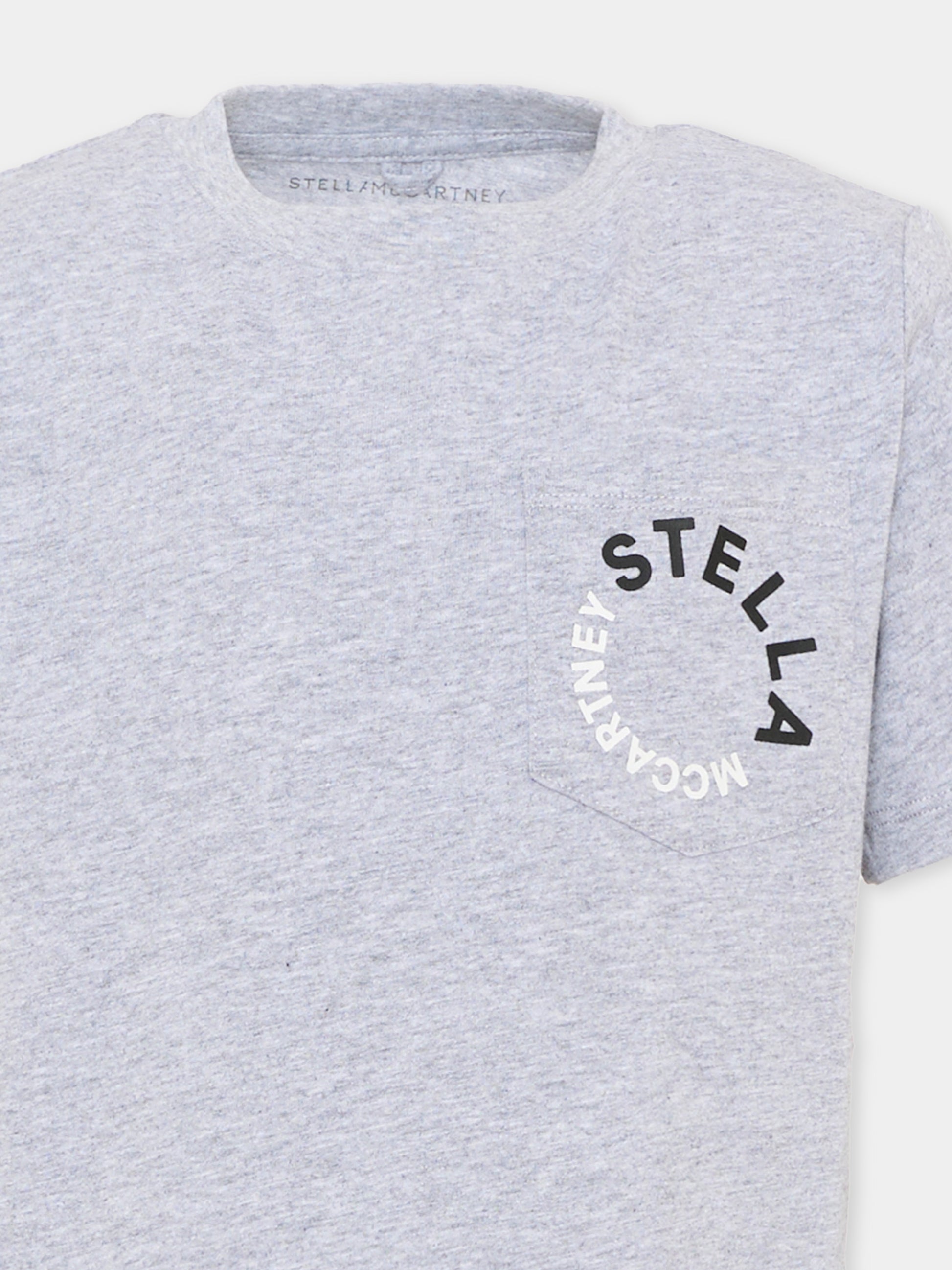 T-shirt a manica corta grigia per bambino con logo,Stella Mccartney Kids,TV8P51 Z0434 809