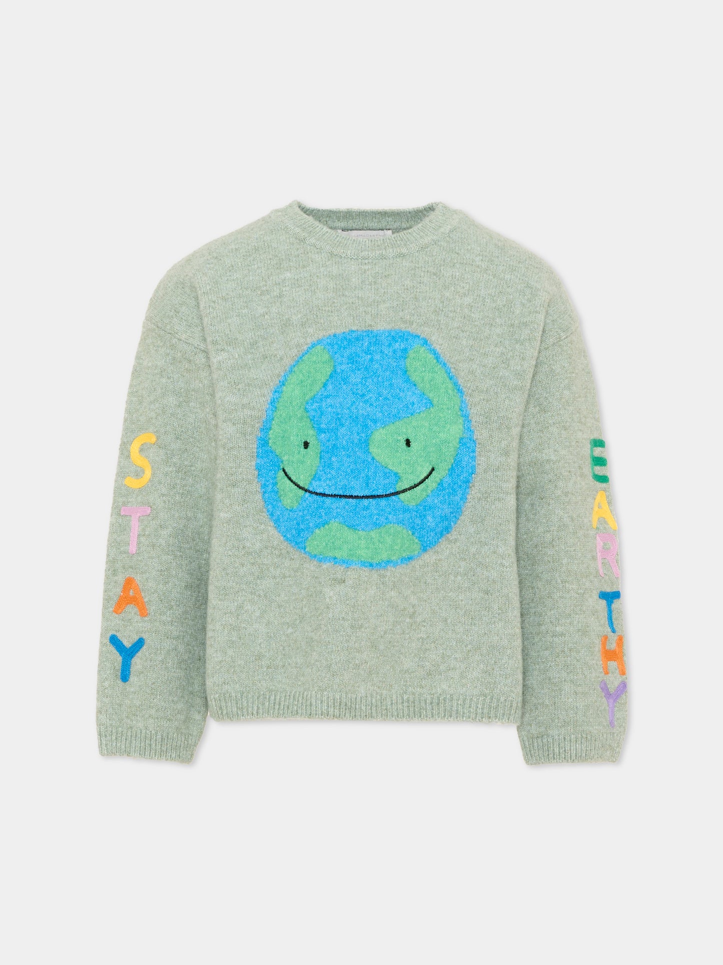 Maglione verde per bambina con globo,Stella Mccartney Kids,TX9A00 Z2292 718