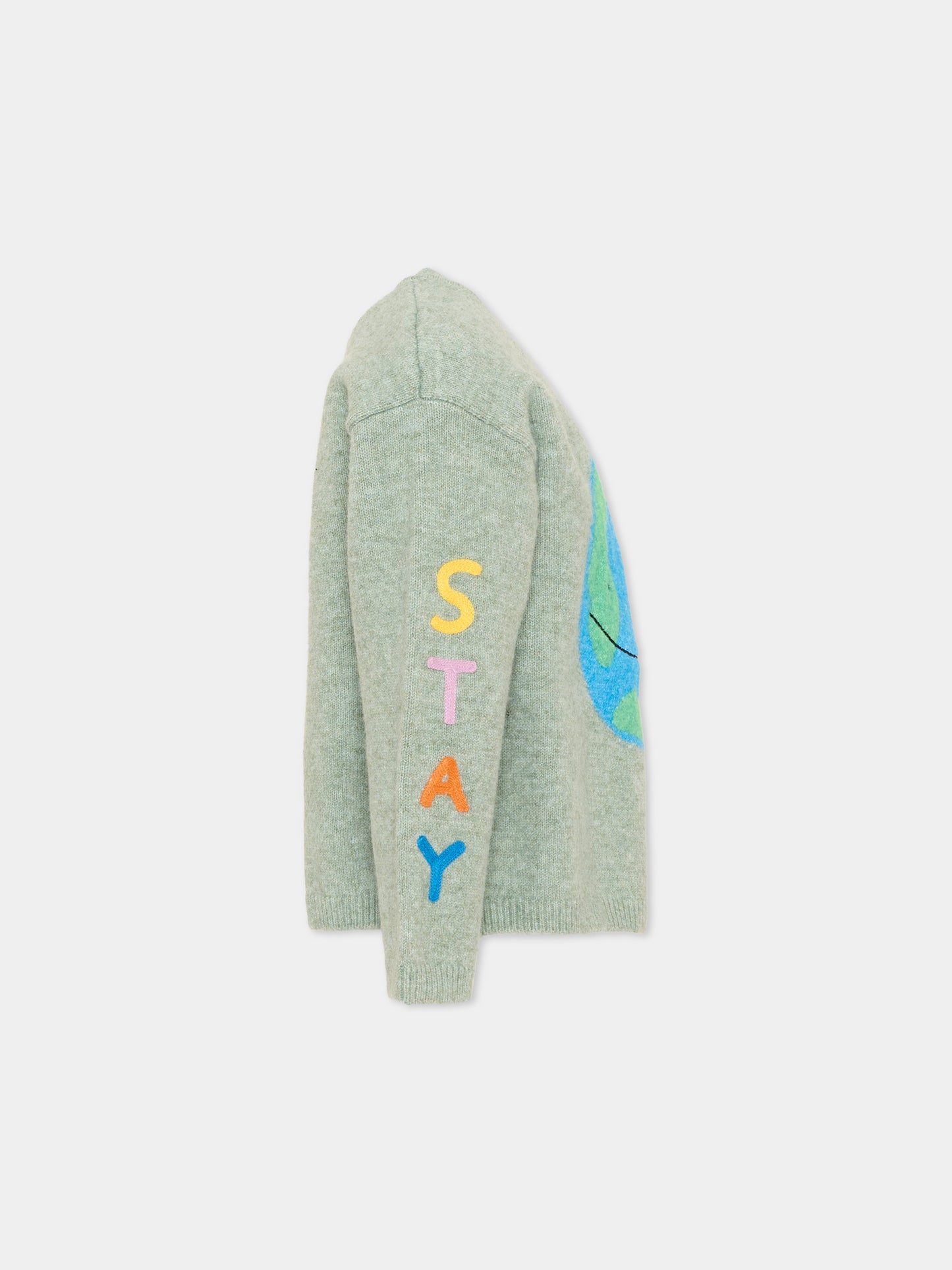 Maglione verde per bambina con globo,Stella Mccartney Kids,TX9A00 Z2292 718