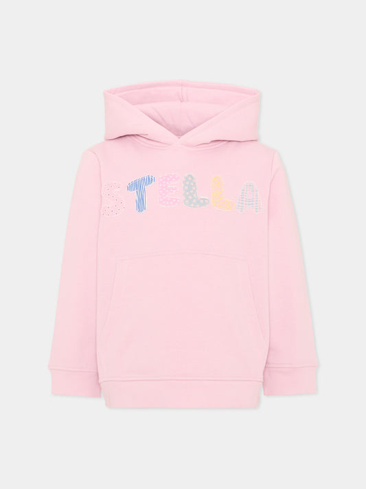 Felpa con cappuccio rosa per bambina con logo,Stella Mccartney Kids,TX4A90 Z3059 568