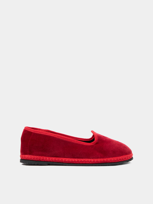 Mocassini rosso Baby Tragara Velvet per bambini,Sciuscià,BABY TRAGARA VELEVET DARK RED