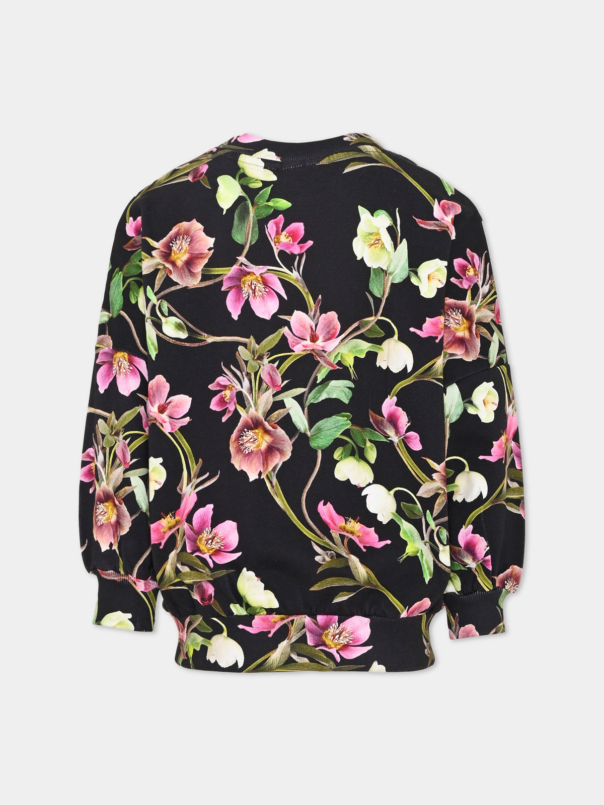Felpa girocollo nera Marika floreale per bambina,Molo,2W24J202 9137
