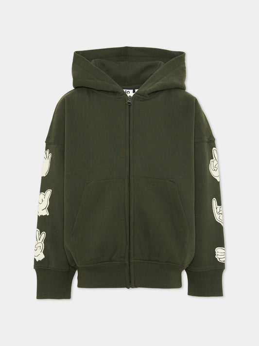 Felpa con cappuccio verde Marley per bambino,Molo,1W25J302 9678