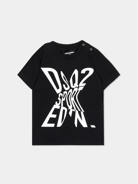 T-shirt nera per neonato con stampa,Dsquared2,DQ2545 D00MV DQ900