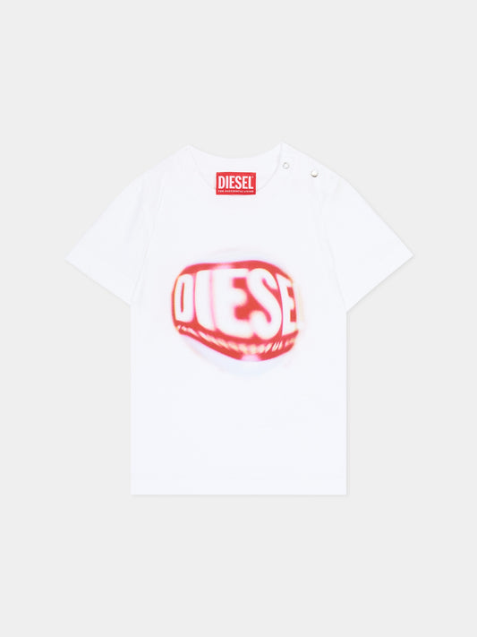 T-shirt a manica corta bianca per neonato,Diesel,K00704 00YI9 K100