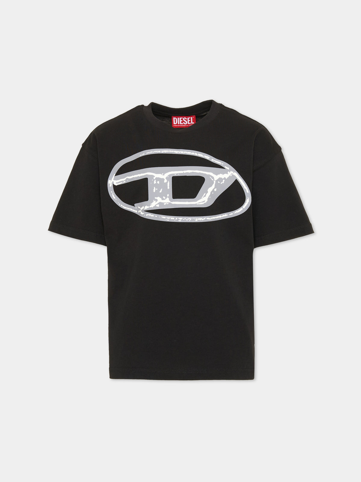 T-shirt a manica corta nera per bambino con logo,Diesel,J02477 KYAUN K900