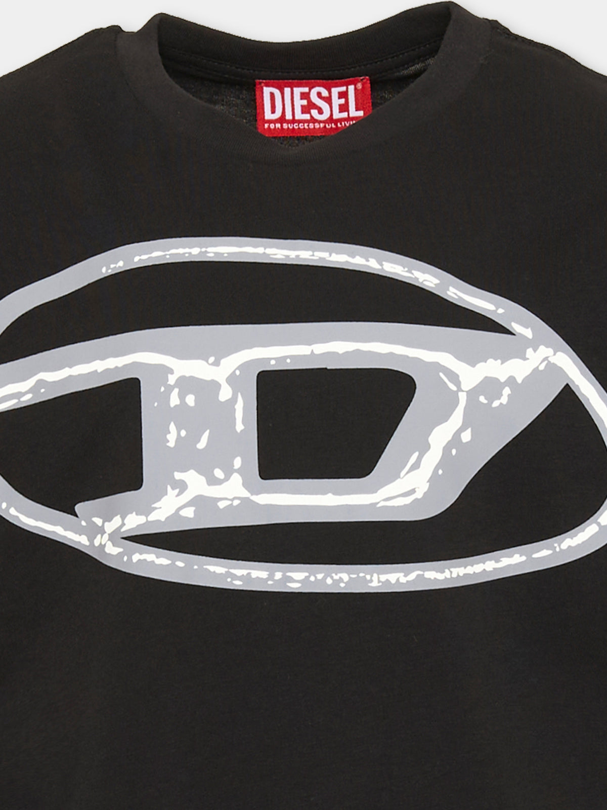 T-shirt a manica corta nera per bambino con logo,Diesel,J02477 KYAUN K900