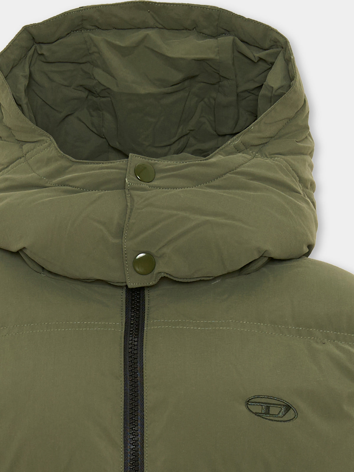Piumino verde per bambino con cappuccio,Diesel,J02422 KXBQ0 K513