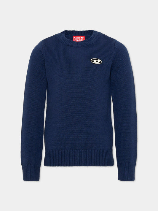 Maglione blu per bambino con logo,Diesel,J02430 KYAYX K851