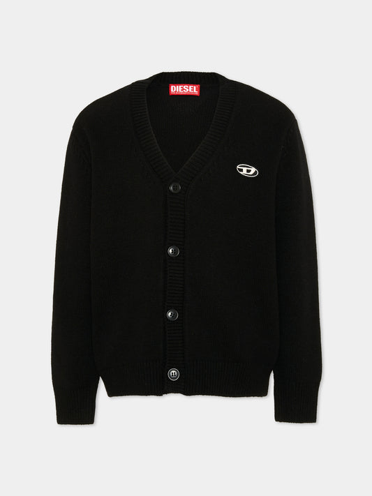 Cardigan nero per bambino con logo,Diesel,J02432 KYAYX K900