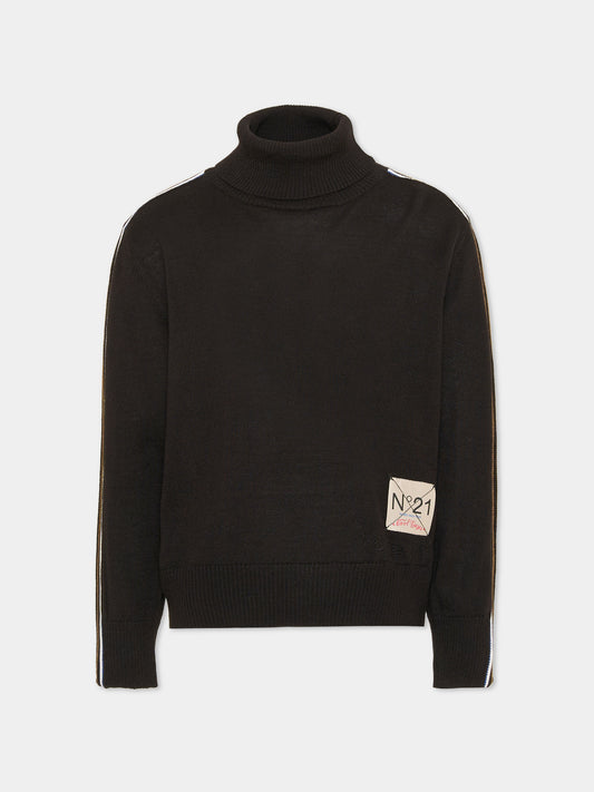 Maglione nero per bambini con logo,N°21 Kids,N2108I N0122 0N900