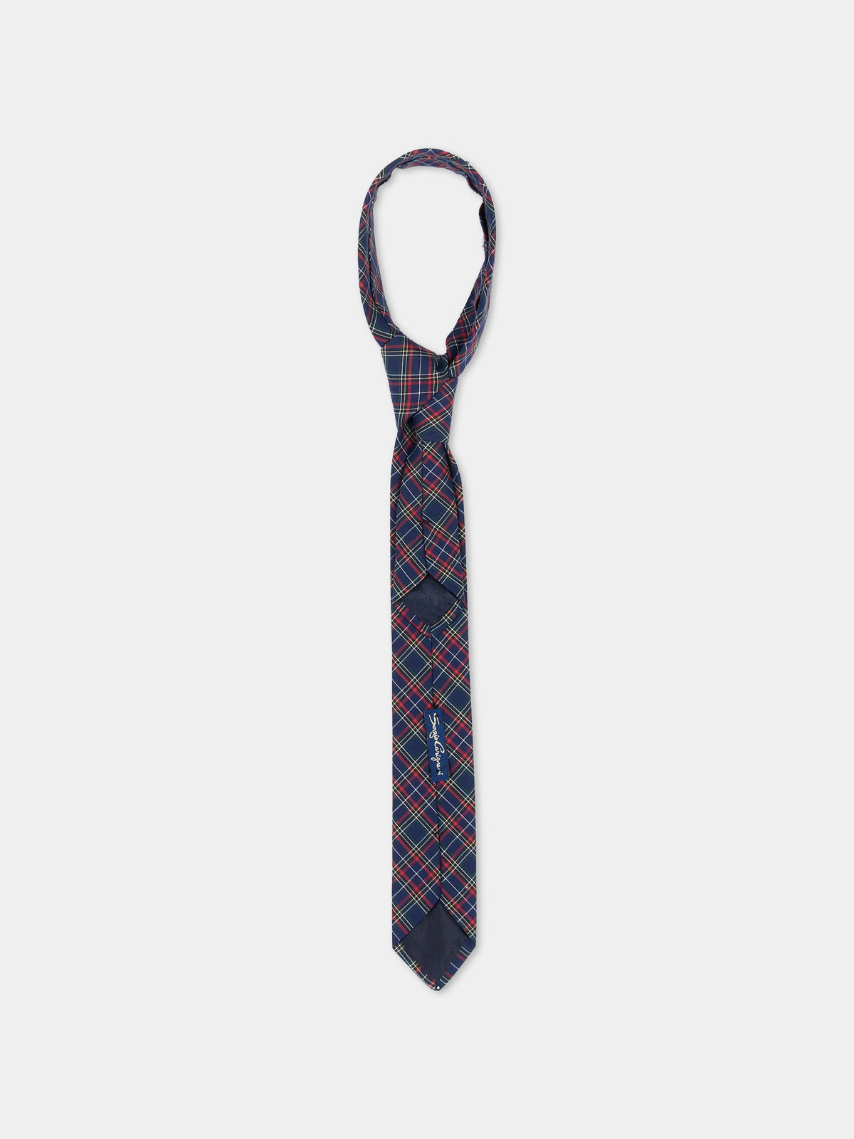 Cravatta blu tartan per bambino 6-10 anni,Sergio Carignani,CRA102 TARTAN