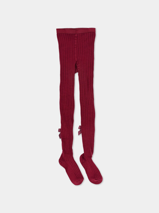 Collant bordeaux per bambina con fiocchi,Mp Denmark,10 19040 0 43
