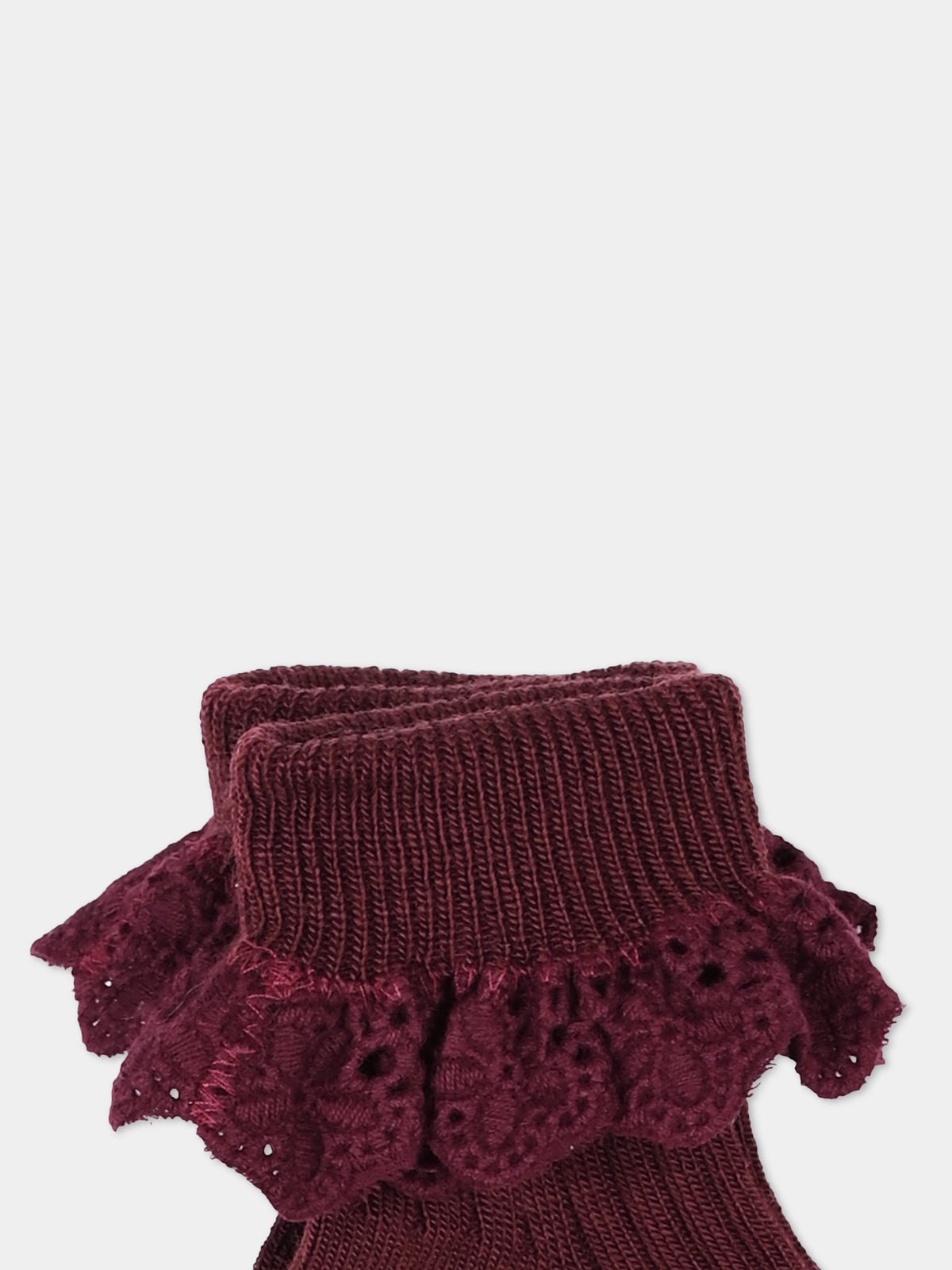 Calzini bordeaux per neonata con ruches,Mp Denmark,10 59045 0 1451 B