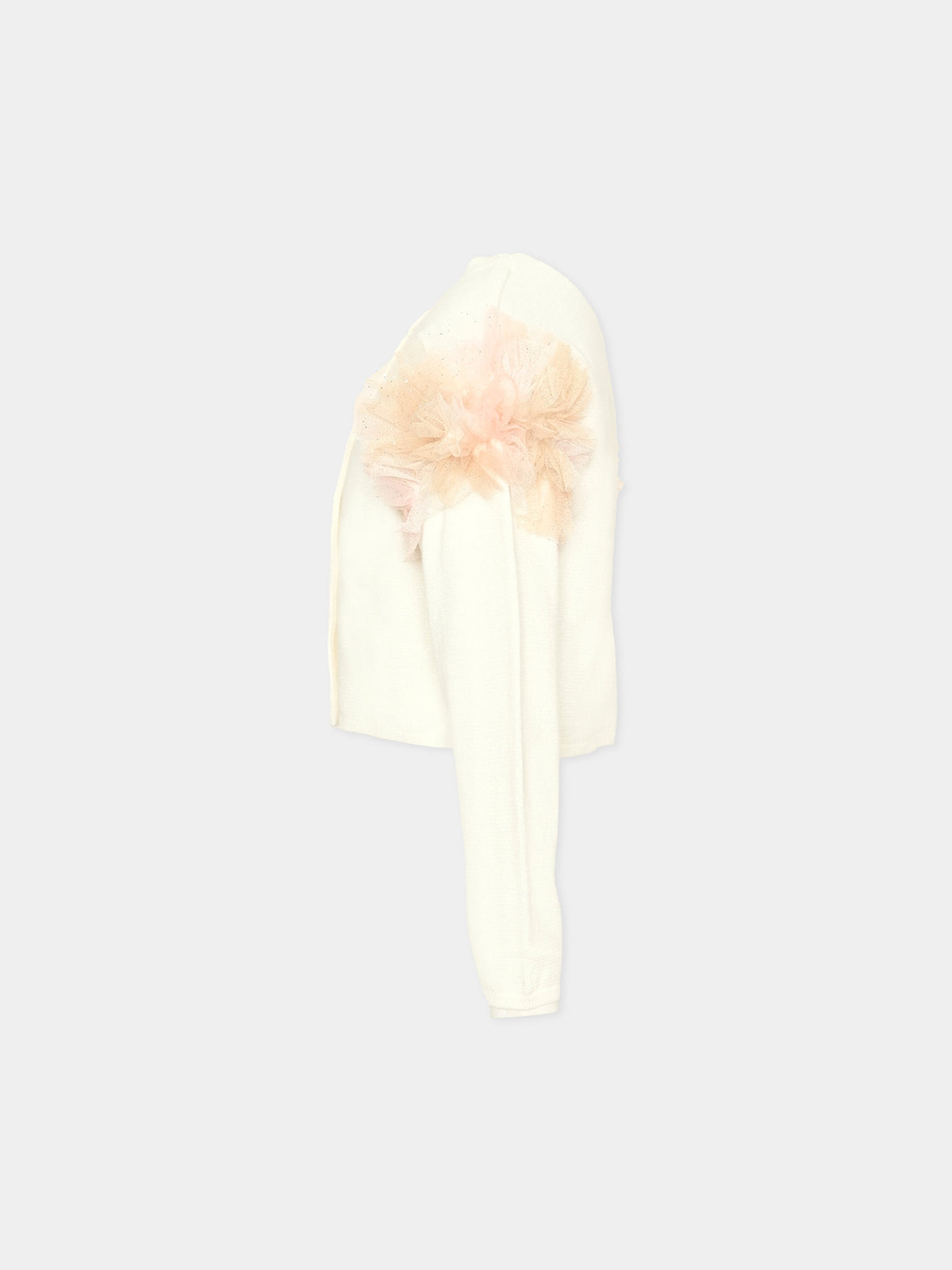 Cardigan avorio per bambina con tulle,Billieblush,U21383 121