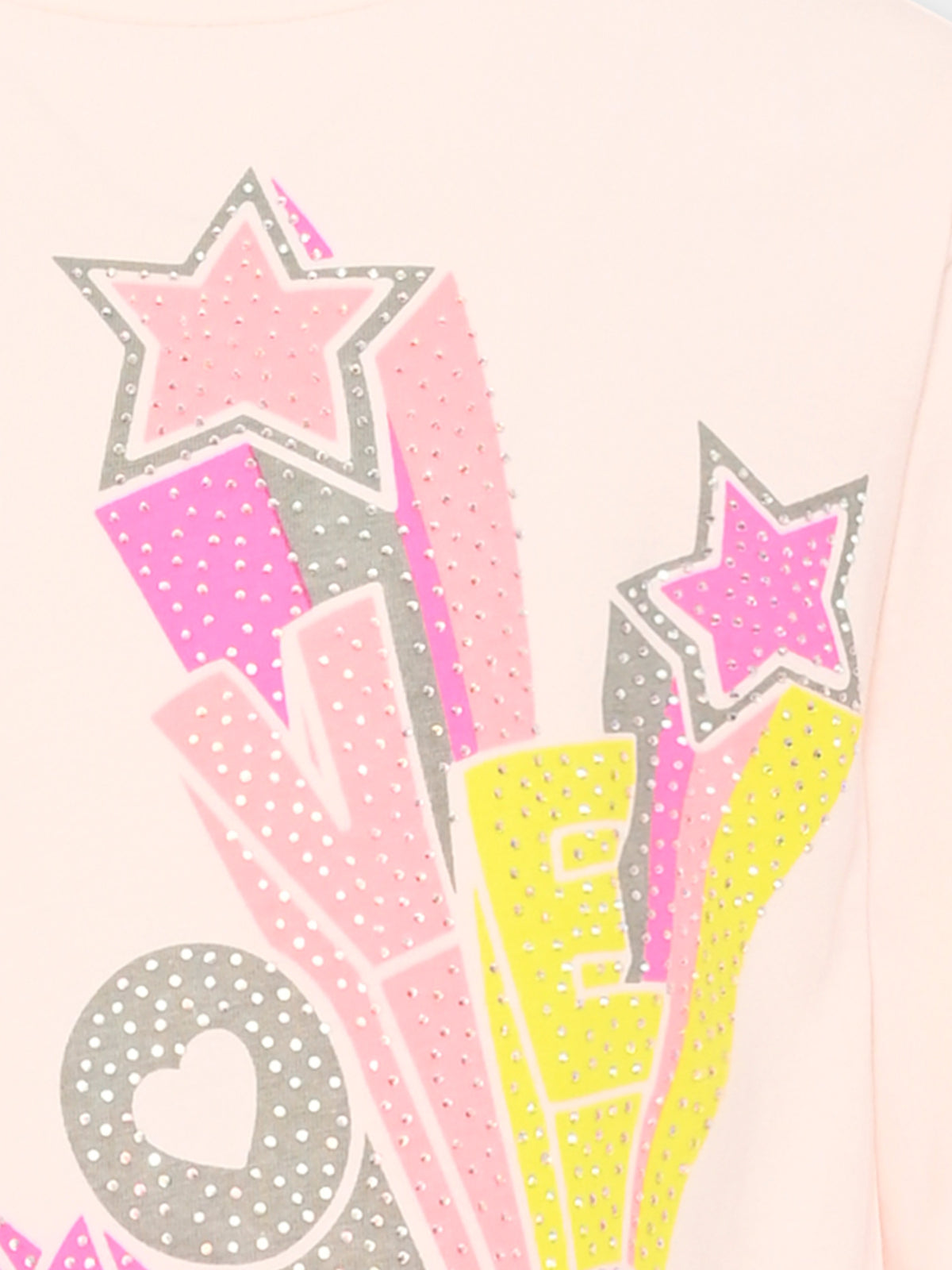T-shirt rosa con stampa per bambina,Billieblush,U21611 47V