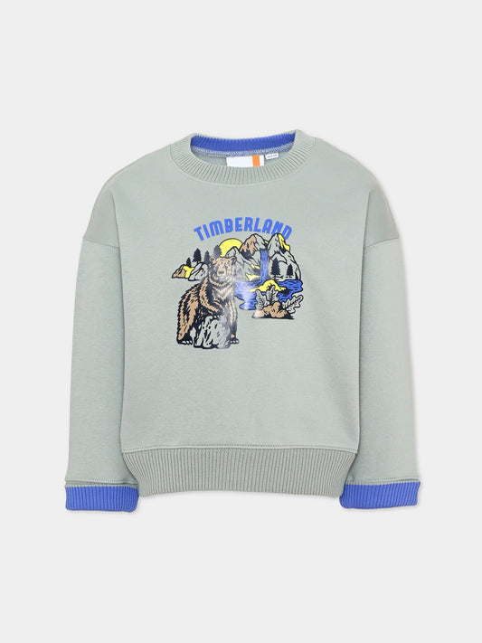 Felpa girocollo per bambino con stampa,Timberland,T60543 71B