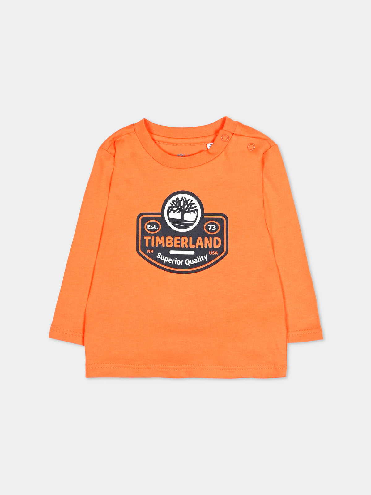 T-shirt a manica lunga arancione per neonato,Timberland,T60588 43F