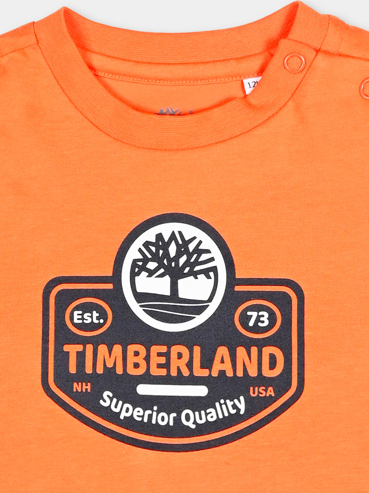T-shirt a manica lunga arancione per neonato,Timberland,T60588 43F