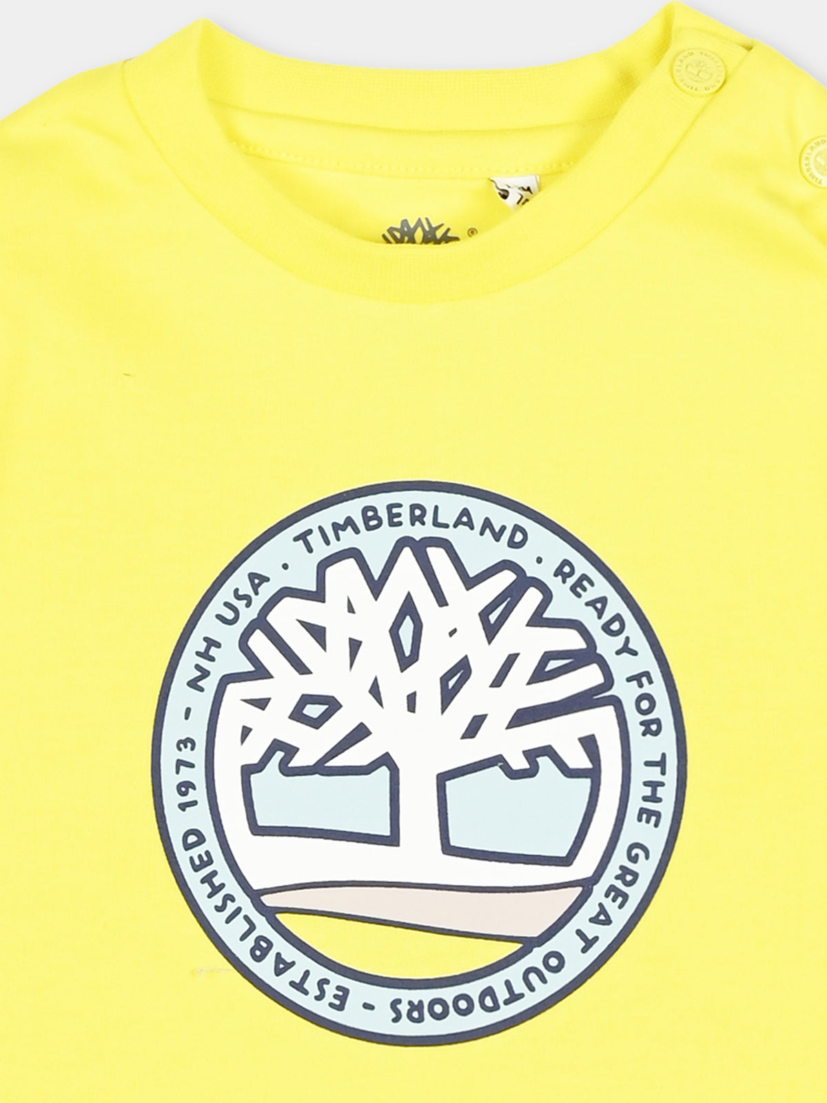 T-shirt a manica lunga gialla con logo per neonato,Timberland,T60616 555