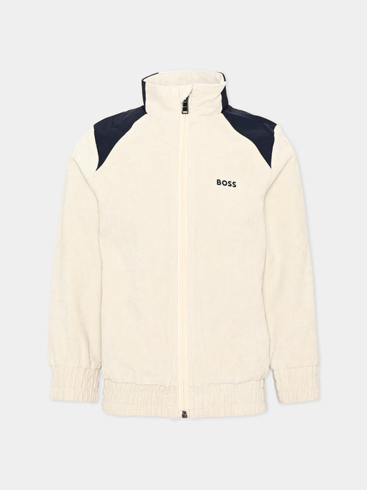 Felpa girocollo beige per bambino,Boss,J52324 21C