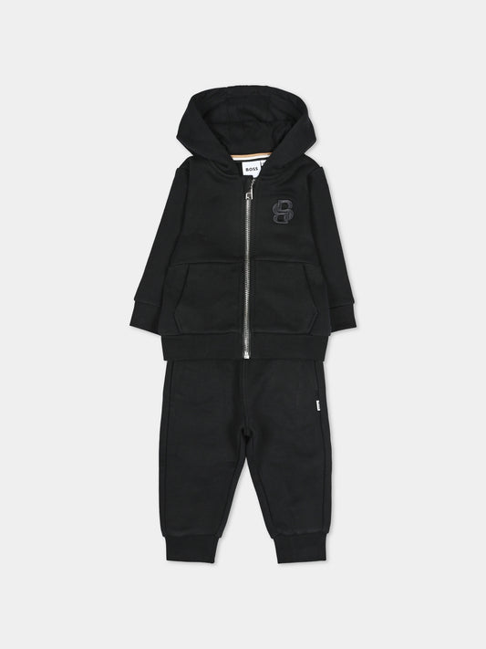 Completo sportivo lungo nero per neonato,Boss,J52479 09B