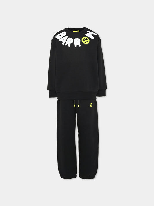 Completo sportivo lungo nero con logo per bambini,Barrow,F6BKJUKM003 110