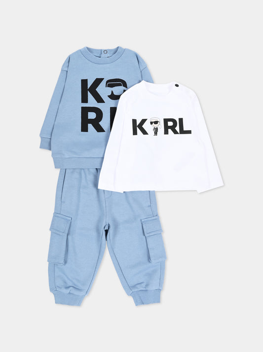 Completo sportivo lungo azzurro per neonato,Karl Lagerfeld Kids,Z30967 822