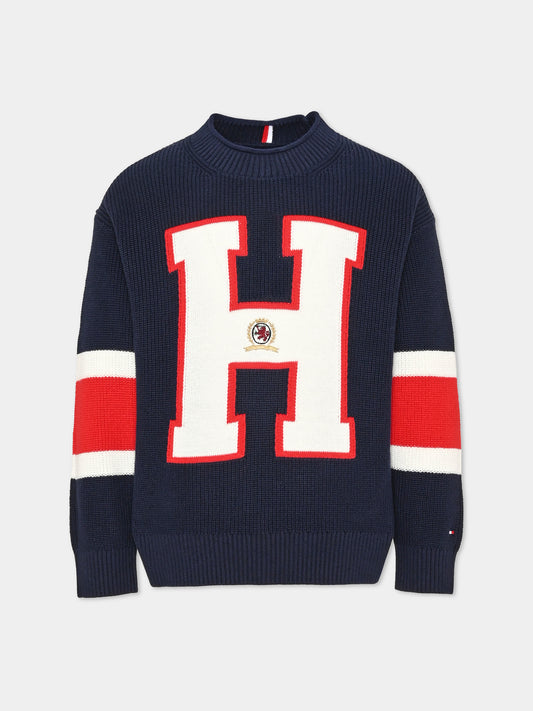 Maglione blu per bambino varsity,Tommy Hilfiger Junior,KB0KB10561 C1G