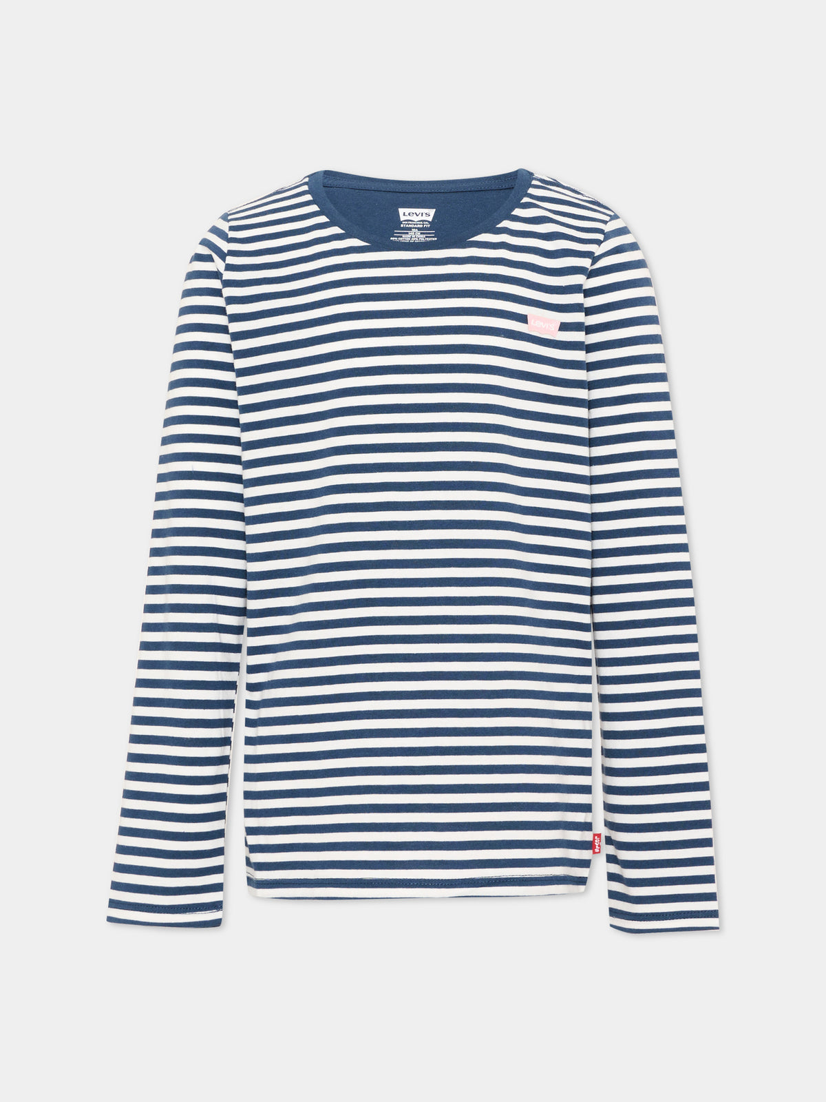 T-shirt a manica lunga blu a righe per bambini,Levi's Kids,4ER405 UF3