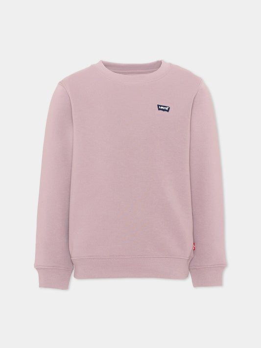 Felpa girocollo rosa per bambina con logo,Levi's Kids,8EE331 PFV