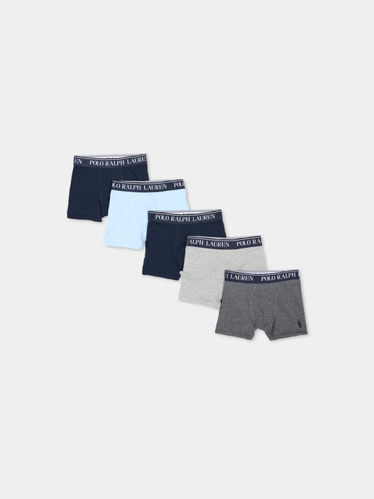 Boxer multicolor per bambino con logo,Ralph Lauren Kids,9P5014 BK8