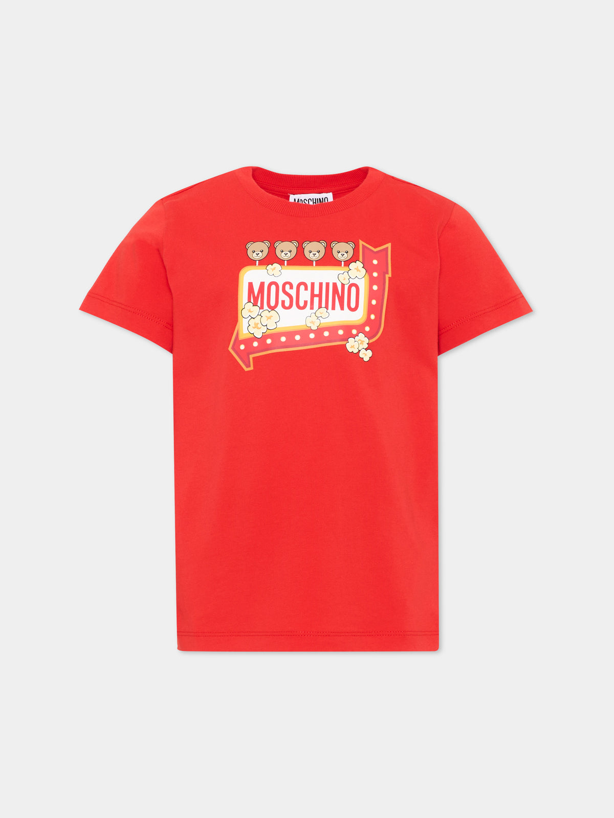 T-shirt a manica corta rossa per bambino,Moschino Kids,H5M058 LAA59 50109