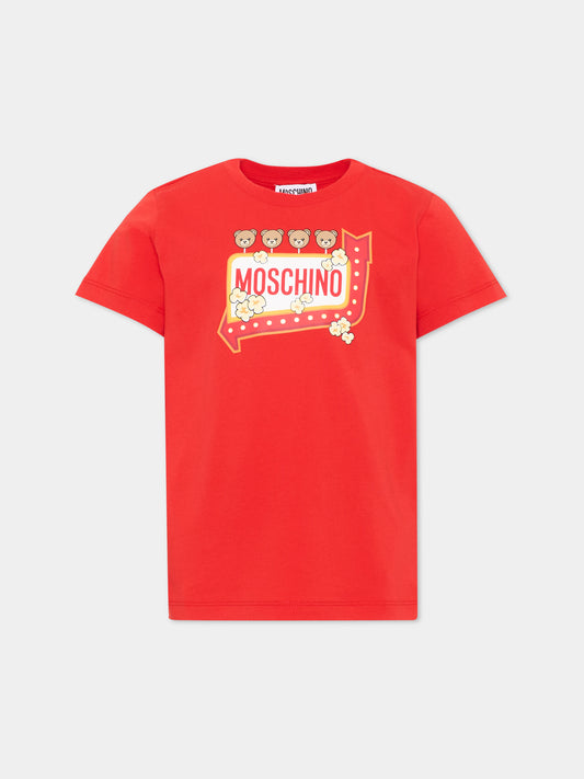 T-shirt a manica corta rossa per bambino,Moschino Kids,H5M058 LAA59 50109