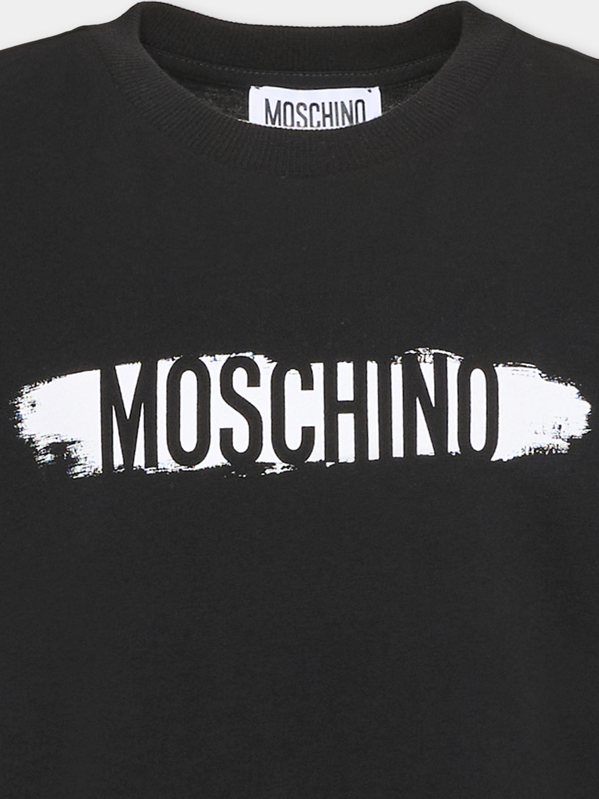 T-shirt a manica corta nera con logo per bambina,Moschino Kids,H8M058 LAA10 60100