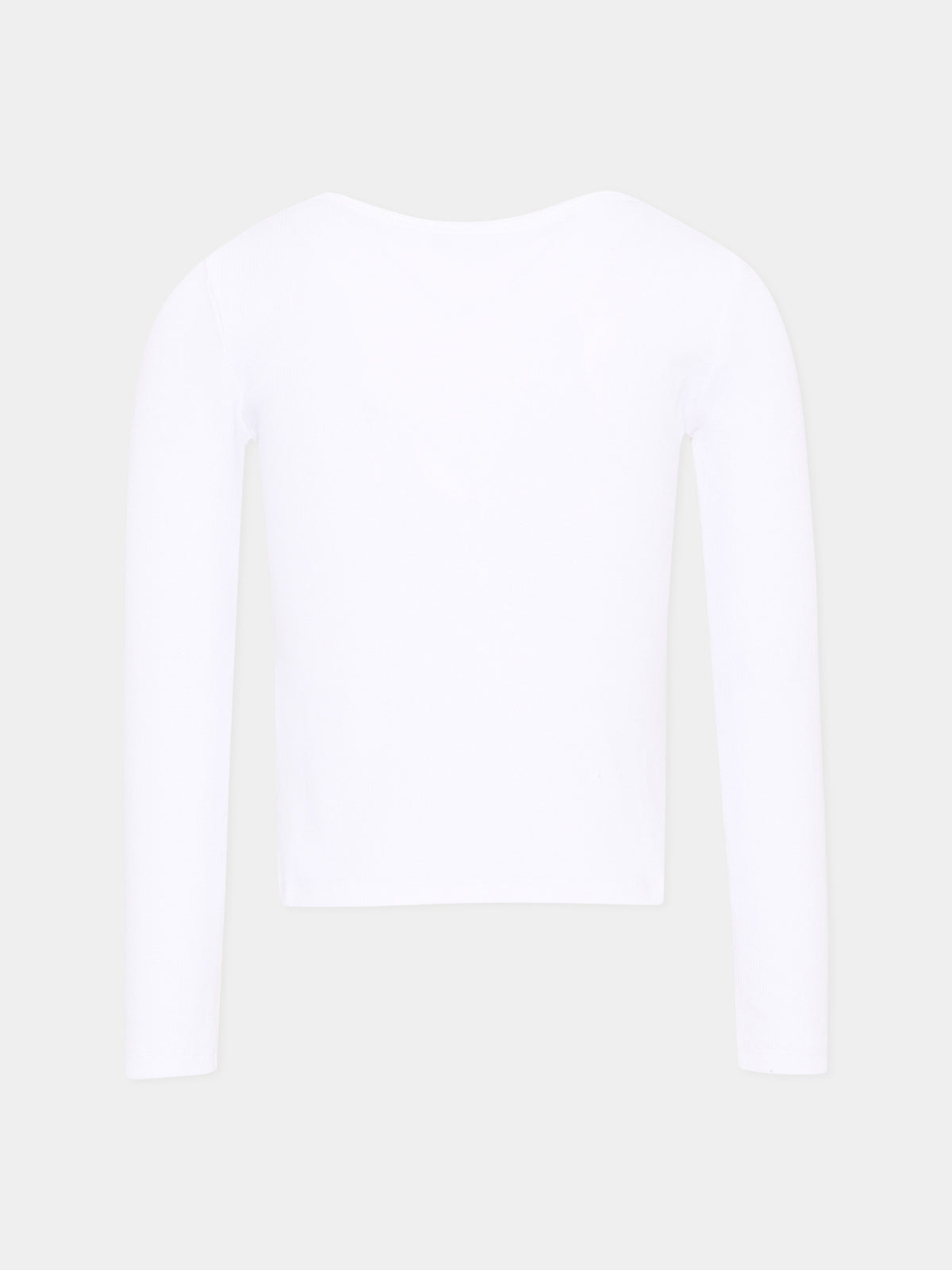 T-shirt a manica lunga bianca con logo per bambina,Moschino Kids,HAO011 LBA39 10101